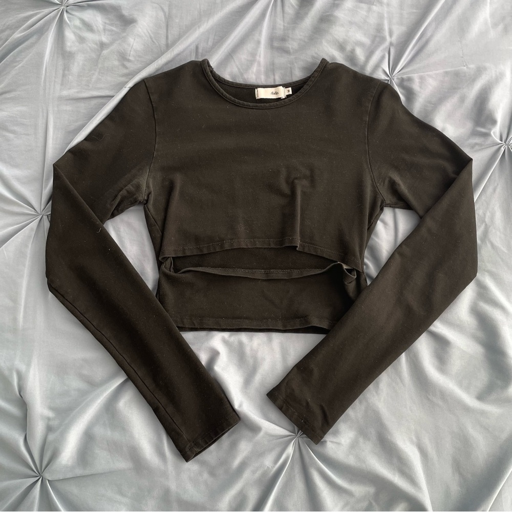 Adika black cut out long sleeve top